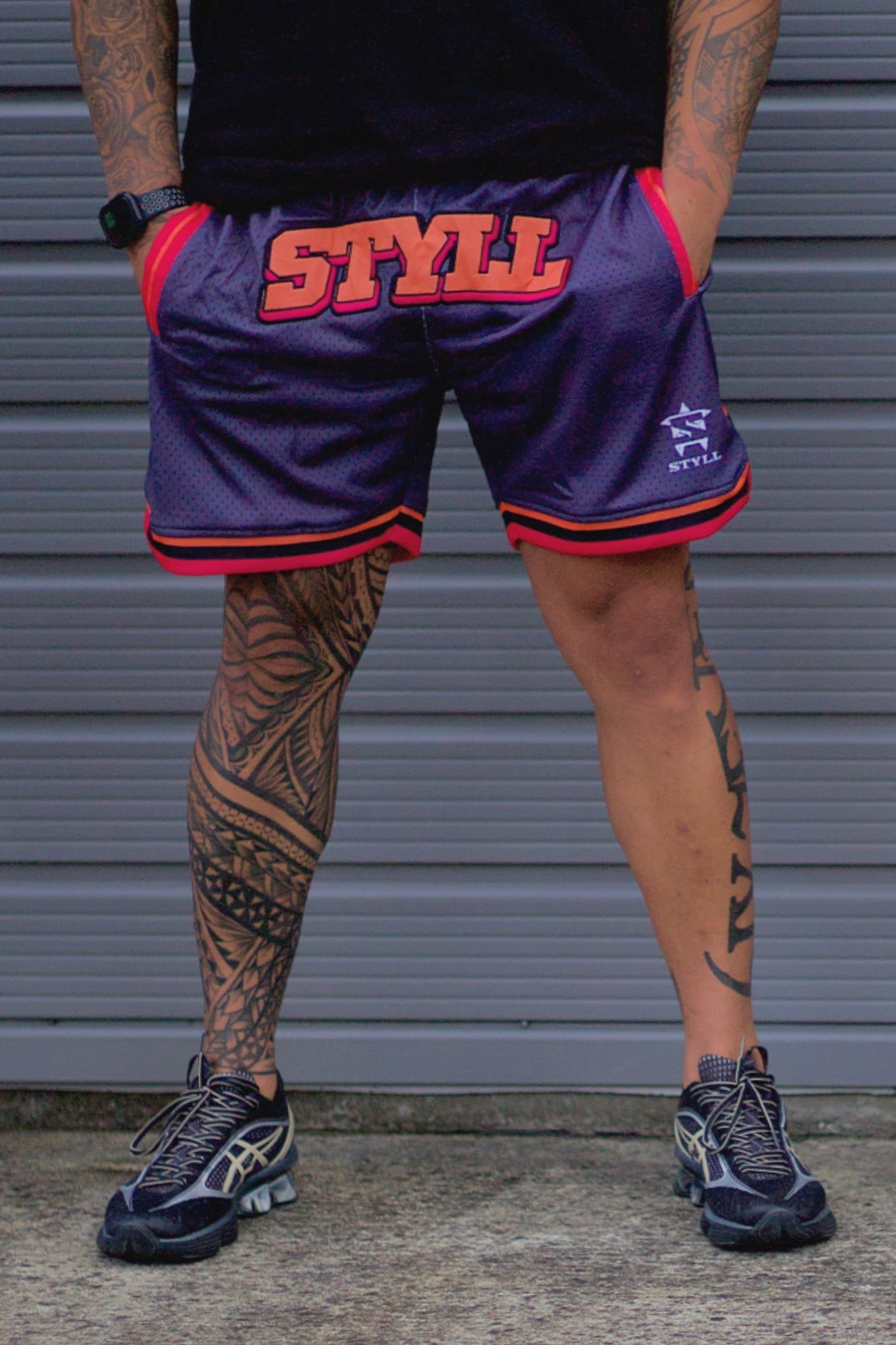 STYLL Basketball Shorts - Orange/Pink/Grey